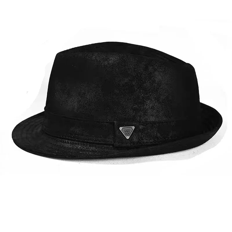 Men's Genuine Leather Cowhide Fedora Hat