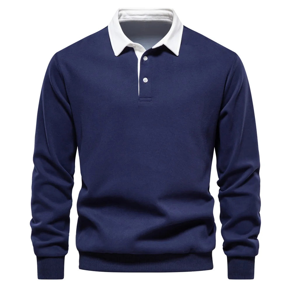 Men's Relaxed Polo Collar Sweater – Autumn Long Sleeve
