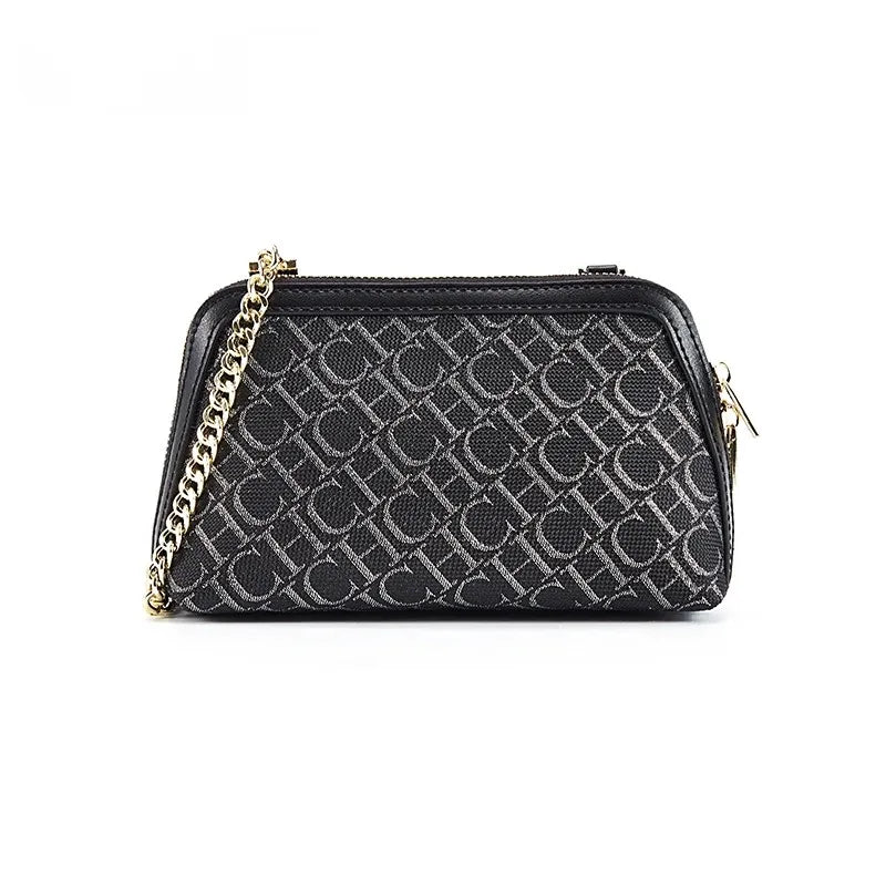 Letter Printed Suede-Style Luxury Chain Shoulder Bag