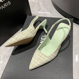 Sea Salt Blue Pointed High Heel Sandals for Women Back Hollow Half Headed Single Shoes Fashion Versatile Casual Shoes
