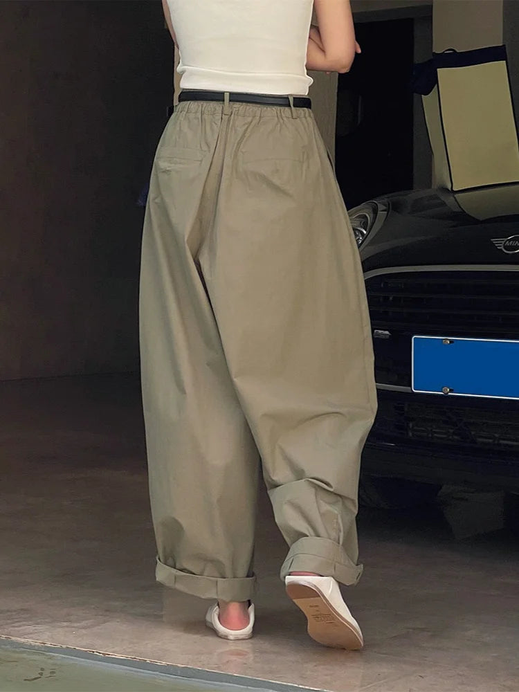 Women’s High-Waist Cotton Wide-Leg Pants