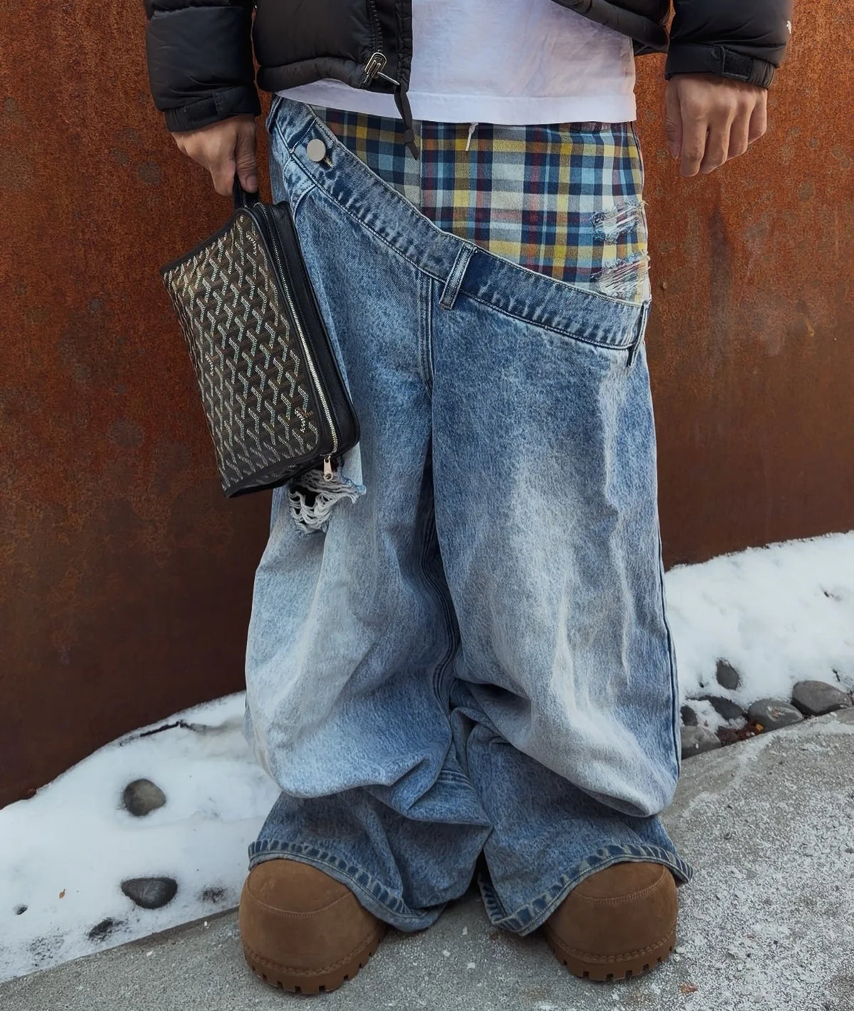 Unisex Y2K Plaid Baggy Jeans