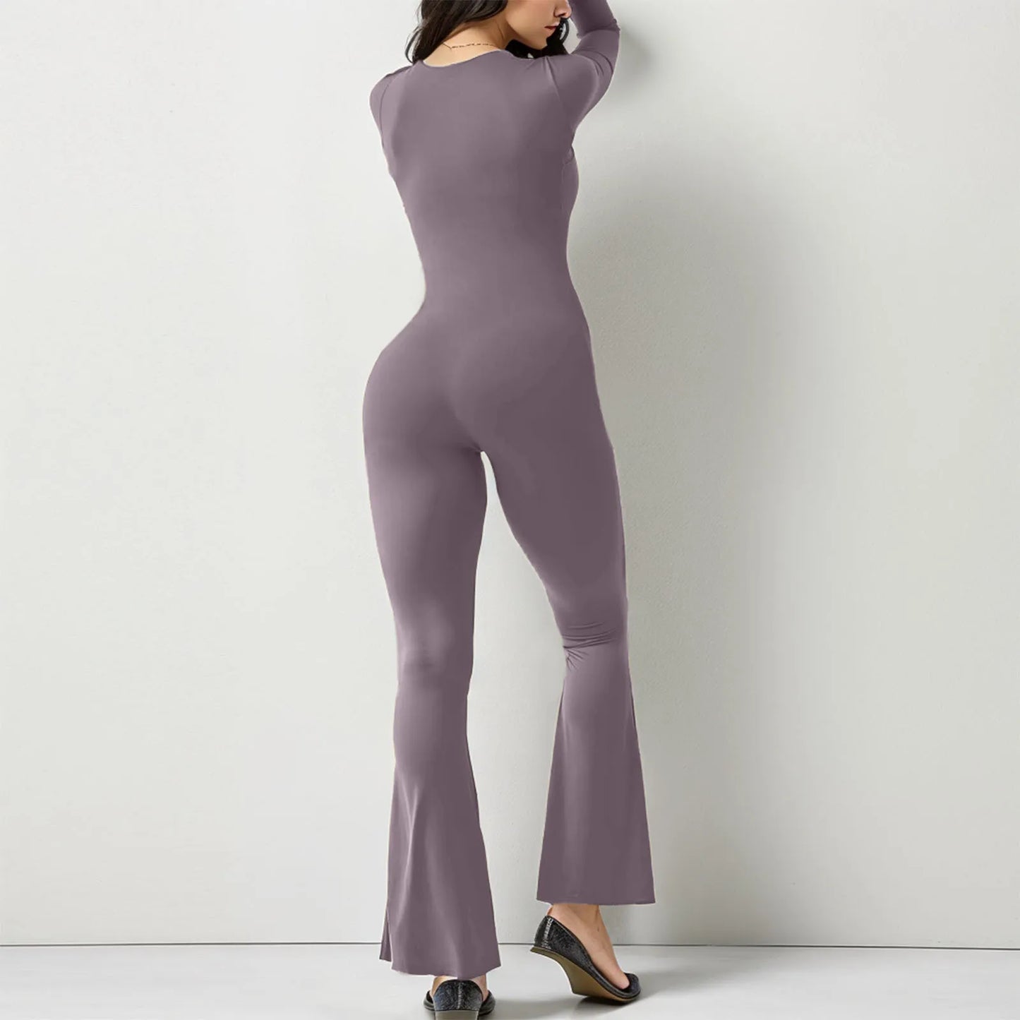 Wide-Leg Yoga Bodysuit | One-Piece Long Sleeve Gym Jumpsuit (S-2XL)