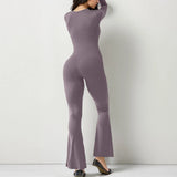 Wide-Leg Yoga Bodysuit | One-Piece Long Sleeve Gym Jumpsuit (S-2XL)
