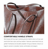 New Coffee Women Handbag 100% Genuine Leather Ladies Shoulder Purse Ladies Black Tote Bag Large Capacity Shopper Bags Brown
