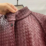Natural Sheepskin Coat Women Autumn European and American Fashion Short Motorcycle Casual High Quality Hand-Woven Leather Jacket