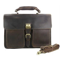 Vintage Leather + Canvas men briefcase Business bag Portfolio men office bag male canvas briefcase attache case document tote