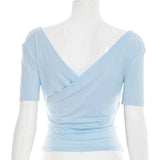 2026 New Women Cross V Neck Slim Waist Top Fashion Ins Style Top