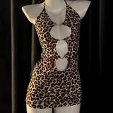 Leopard Print Halter Mini Dress | Party & Night Out