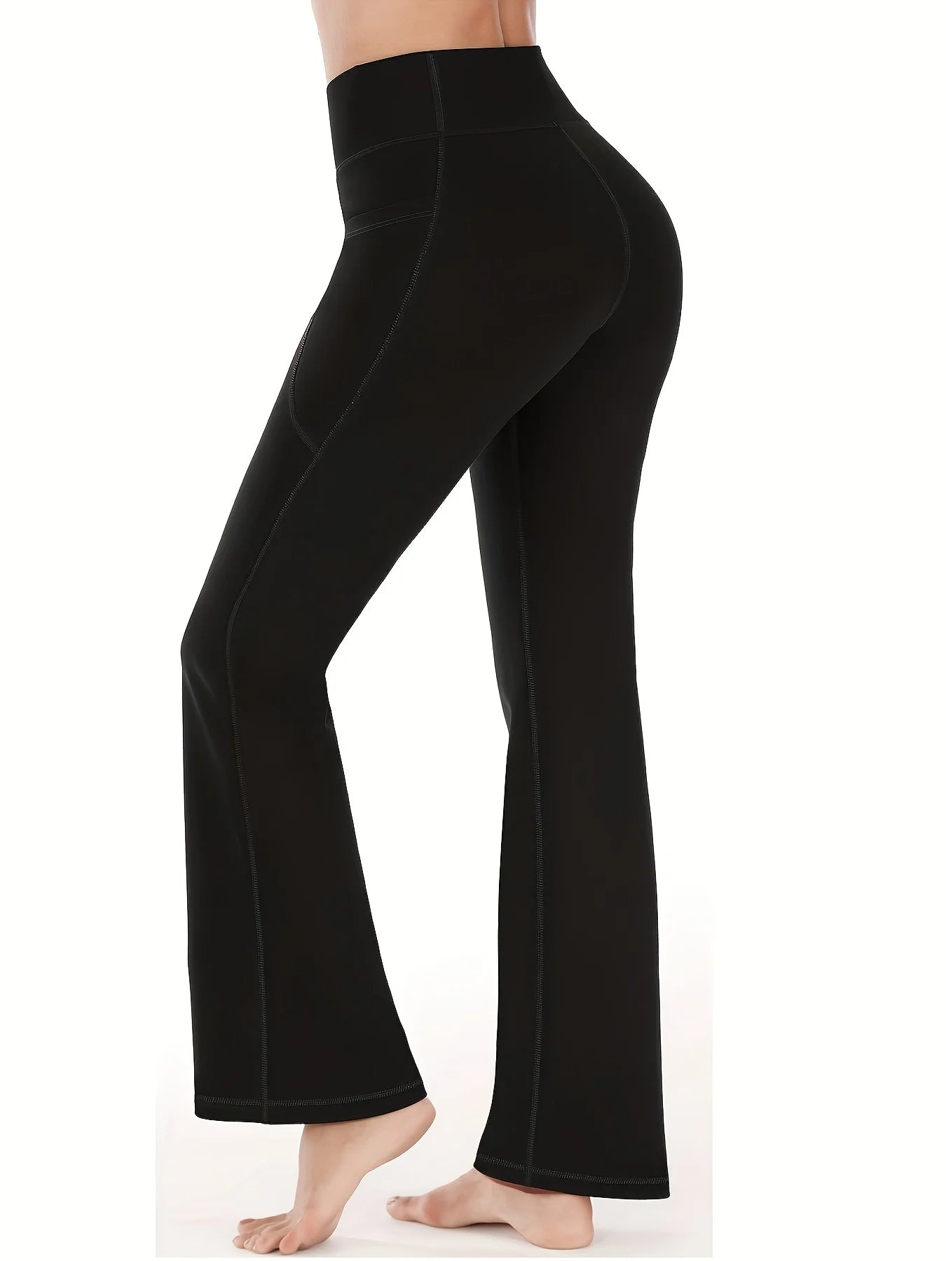 High-Waisted Flare Yoga Pants with Pockets