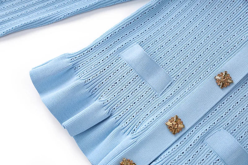 Elegant V-Neck Knit Mermaid Skirt Set