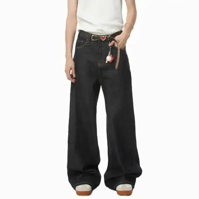 IEFB Men's Straight Denim Pants New Cleanfit Solid Color Korean Version Wide Leg Versatile Casual Jeans Trend New Autumn  9C1519