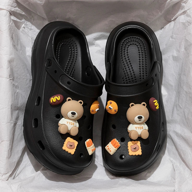 Summer Cartoon EVA Clogs for Women Thick Sole Non Slip Garden Beach Sandals Woman Fashion DIY Chunky Platform Sandalias De Mujer