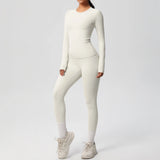 2 PCS Sportswear Yoga Set Gym Clothes Yoga Suits For Women Fitness Set Tracksuits Sports Long Sleeve Crop Top Gym Leggings