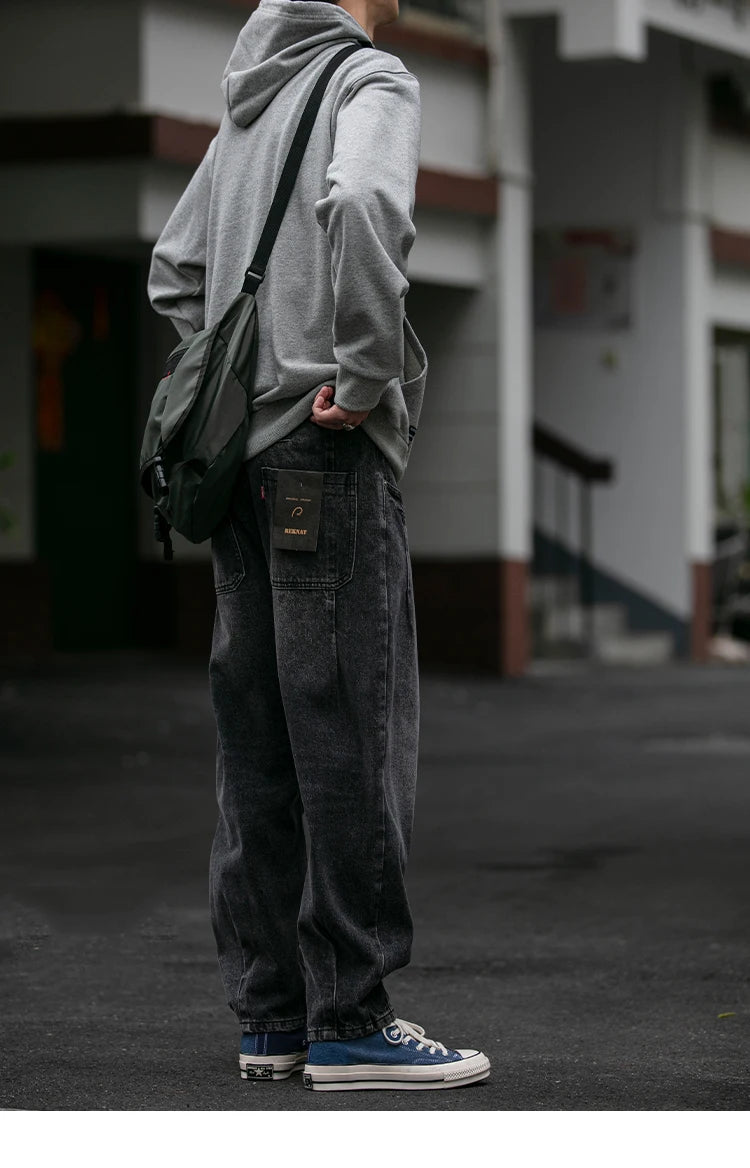 Men's Loose Fit Denim Cargo Jeans