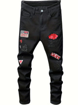 Men’s Slim Fit Embroidered Straight Leg Denim