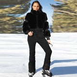 Windproof Faux Fur Ski Jumpsuit