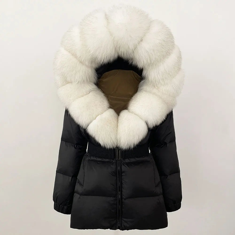 Real Fox Fur Hooded Duck Down Puffer