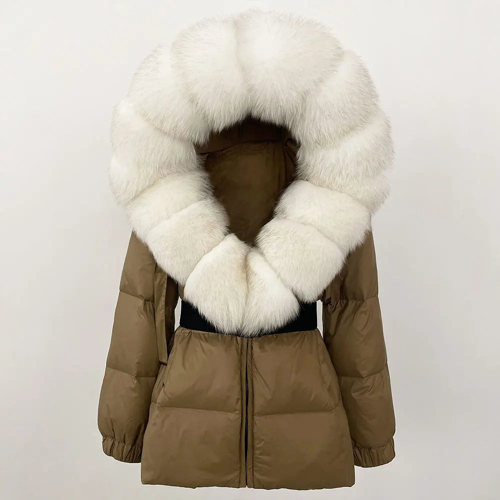 Real Fox Fur Hooded Duck Down Puffer