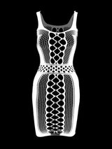 Women's Hollow-Out Mesh Bodycon Mini Dress