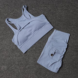 Fitness Shorts Yoga Sets Women's Tracksuit High Waist Sportswear Bra Workout Leggings Cycling Gym Shorts Sports Suit With Pocket