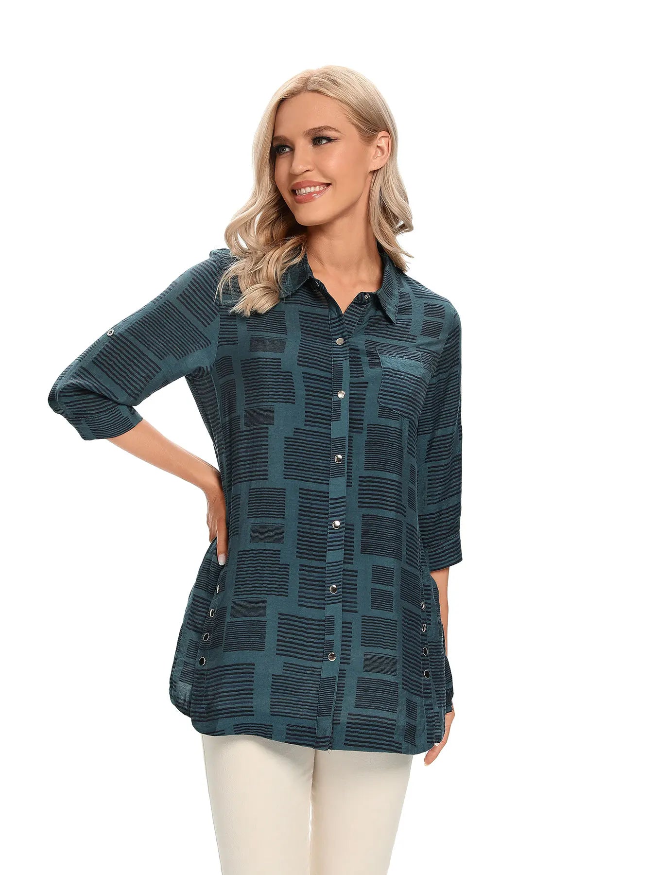 Unisex Plaid Loose-Fit Open-Front Casual Shirt