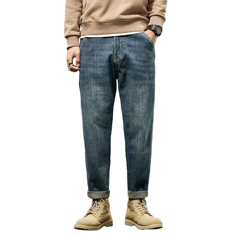 Men’s Retro Relaxed-Fit Cotton Harem Jeans