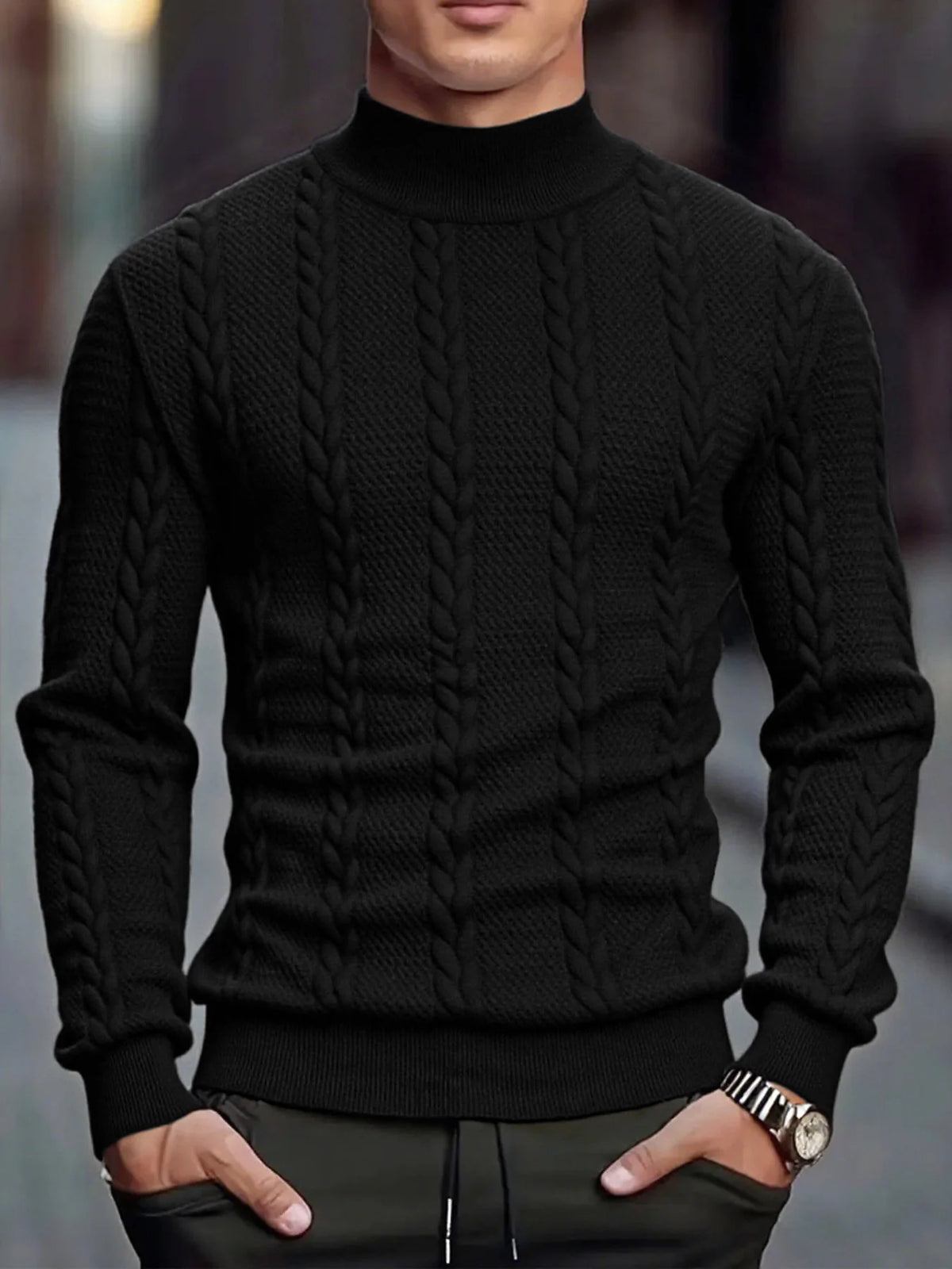 Men's Turtleneck Knit Sweater