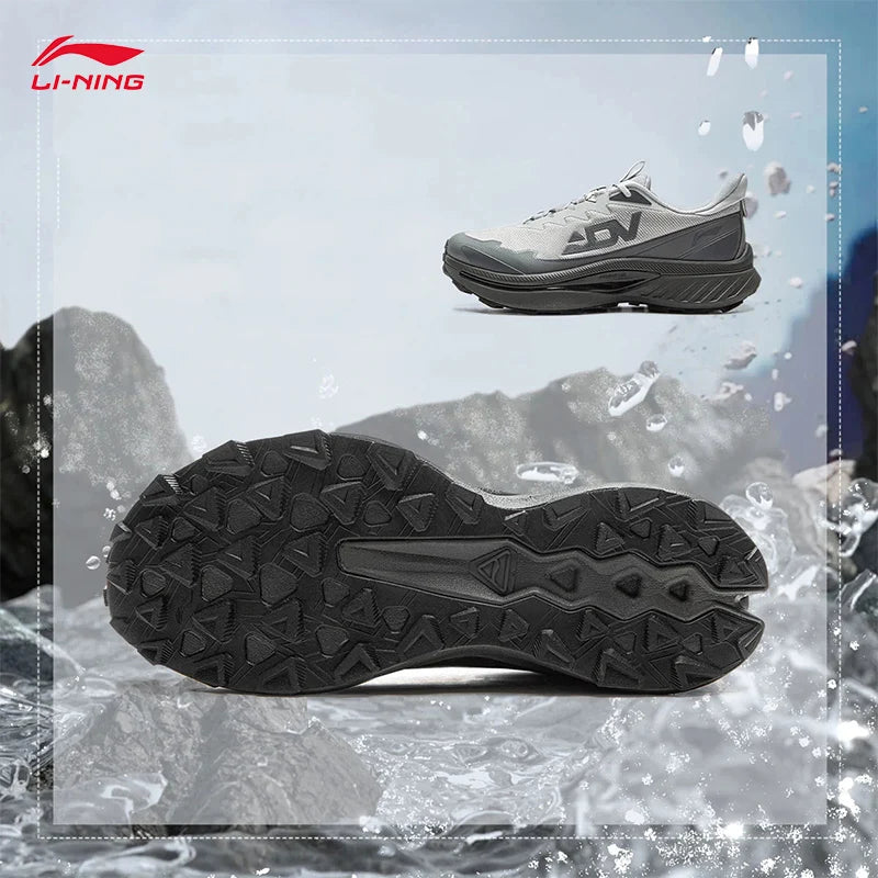 LI-NING BEN XIAO Men's Trail Running Shoes LN DWR water-repellent Breathable Support Stable Off road Sports Shoes ARNV015