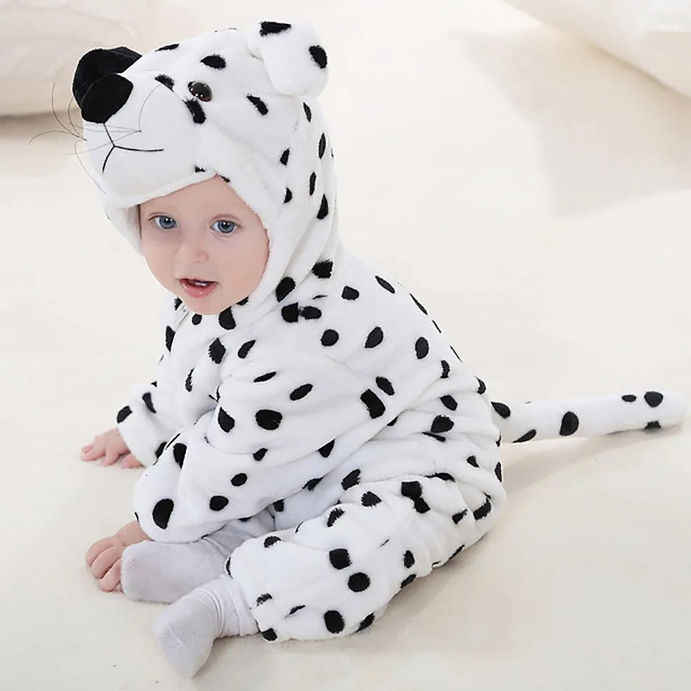 Animal Theme Flannel Baby Romper