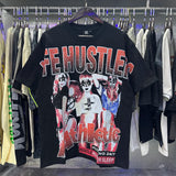 Oversized Rhinestone Cotton Crew Neck T-Shirt