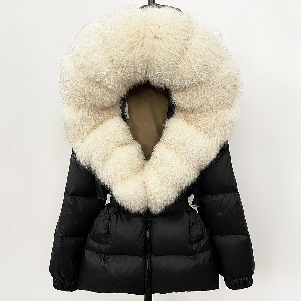 Real Fox Fur Hooded Duck Down Puffer