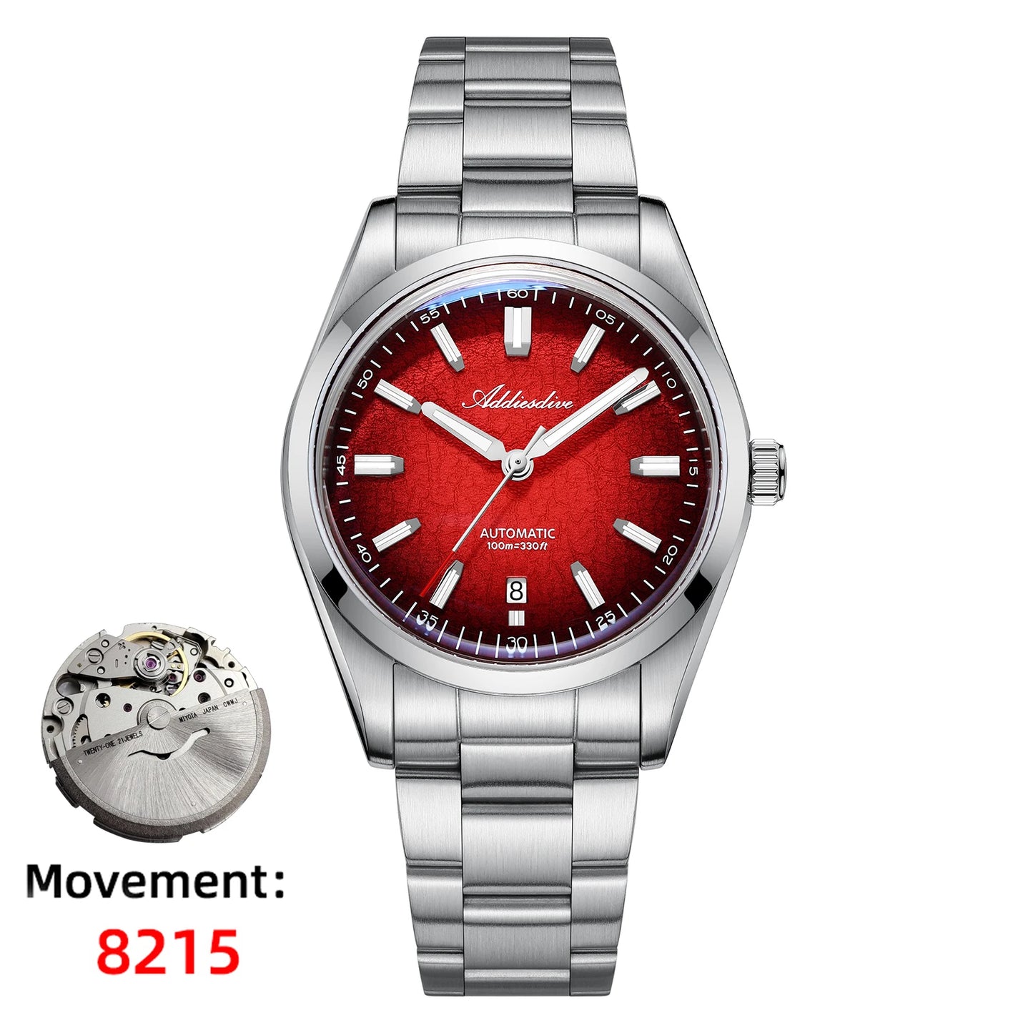ADDIESDIVE Gradient Diver Watches for Men K1 Mineral Glass Stainless Steel Waterproof Automatic Mechanical Watches AD2531 Luxury