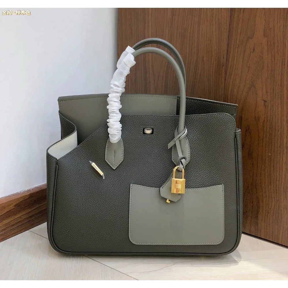 High Texture Handbag New Fashion Temperament Lychee Pattern Irregular Splicing Single Shoulder Messenger Women's Bag Commuting