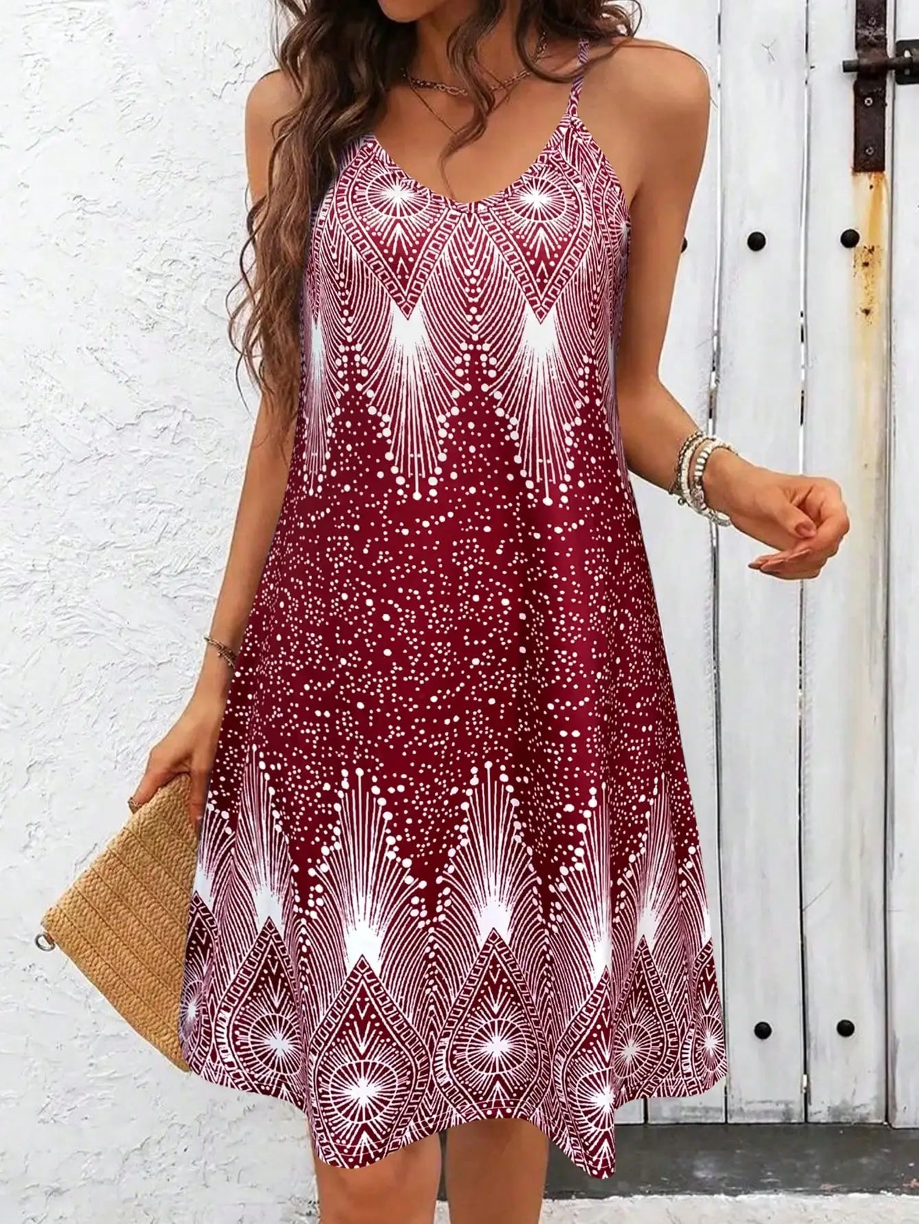 Women's V-Neck Spaghetti Strap Summer Dress