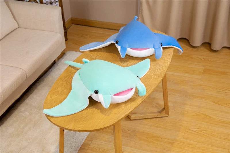Kawaii Manta Ray Plush Pillow — Soft Marine Life Toy