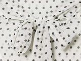 ETJ Women's Polka Dot Blouse Skirt Set 2026 Spring High Neck Batwing Sleeve Sheer Front Tie Bow Midi A-Line Dress Set