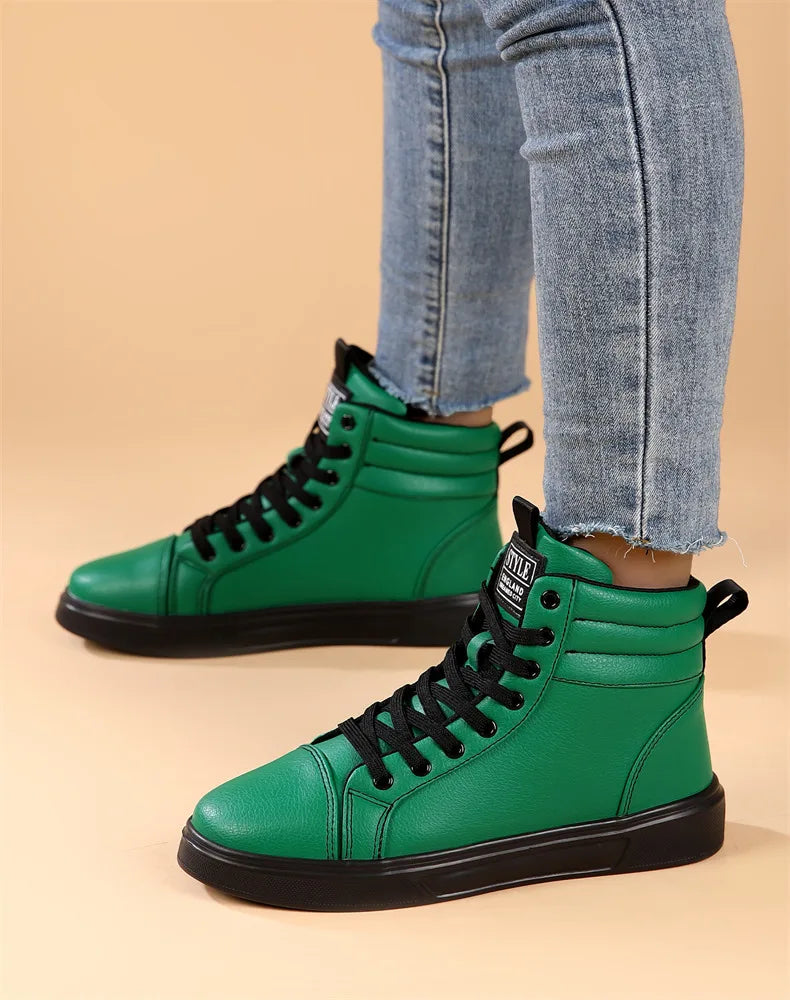 2026 Spring Fashion Red Men's Sneakers High Top Skateboarding Shoes for Men Women Comfortable Unisex Leather Sneakers Size 35-46