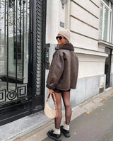 Women’s Oversized Faux Leather Bomber Jacket