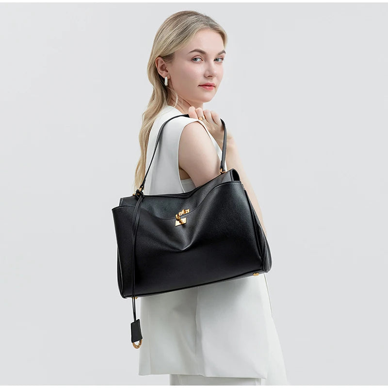 Minimalist Luxury Korean Soft Leather Flap Bag Women Detachable Crossbody Strap Large Capacity Office Daily Commuter Hand Purse