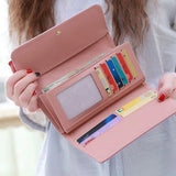 Women PU Leather Black Long Wallet Diamond Pattern Purse Large Capacity Card Holder Crown Buckle Ladies Phone Bag Girls Gifts