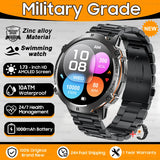 2025 New 1000mAh Battery Sports SmartWatch 1.73" AMOLED Screen 10ATM Waterproof Compass Altimeter Military T-Rex3 Smartwatch Men