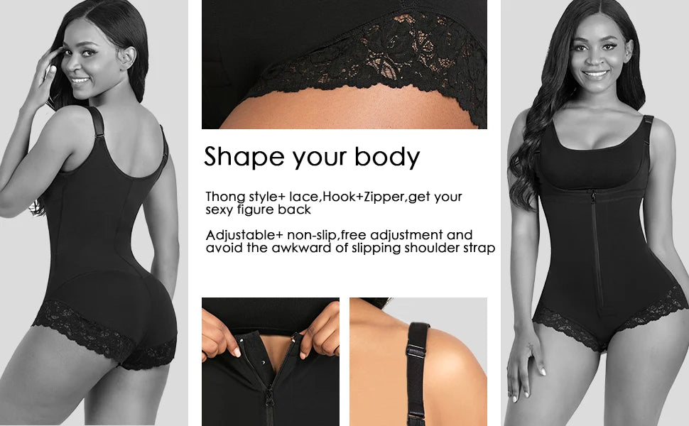 USA-Made Colombian Body Shaper | Lace Tummy Control Bodysuit & Waist Traine