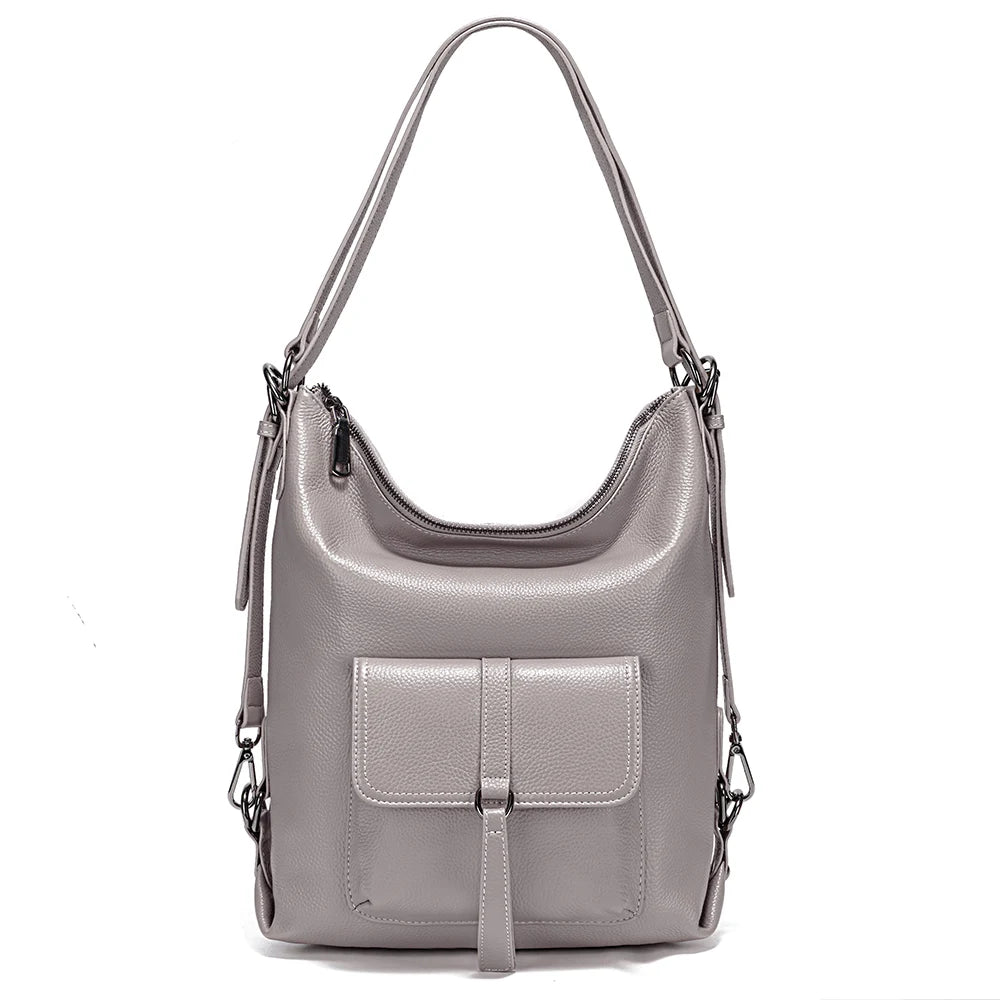 Zency Fashion Women Shoulder Bag 100% Genuine Leather Large Capacity Handbag Multifunction Use Satchel Crossbody Messenger Purse