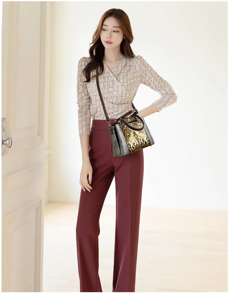 New Vintage Embossed Handmade Handbag For Women Versatile PU Leather Shoulder Bag 3 Layers Large Capacity Crossbody Bags Female