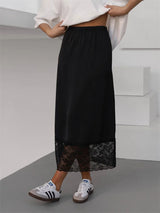 Elegant High-Waist Lace Midi Skirt