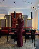 Hirsionsan Sexy Soft Elegant Vintage Women Suits 2 Pieces Female Sets Polo Neck Cardigan Sweater & Midi Dress Knitted TrackSuit