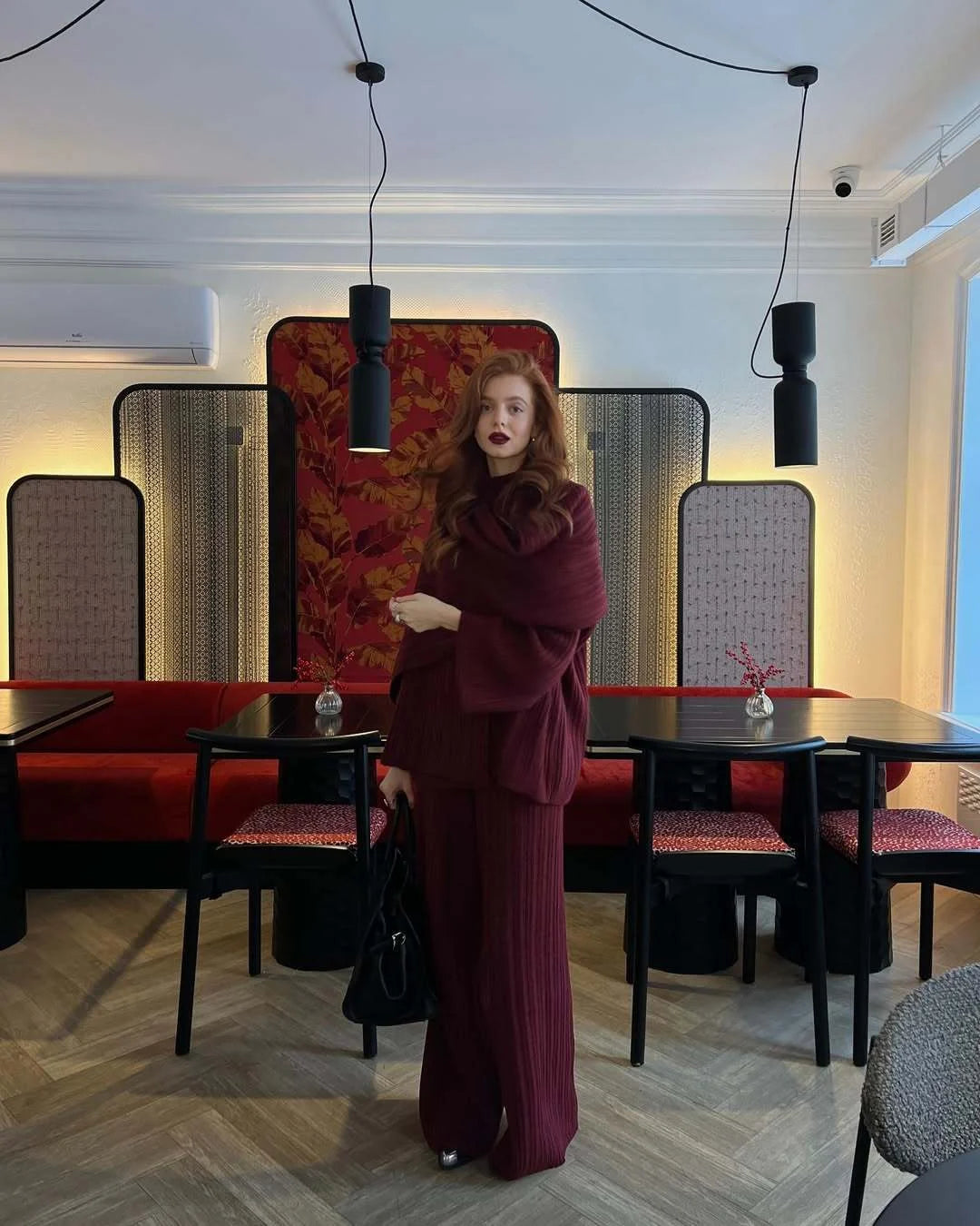 Hirsionsan Sexy Soft Elegant Vintage Women Suits 2 Pieces Female Sets Polo Neck Cardigan Sweater & Midi Dress Knitted TrackSuit