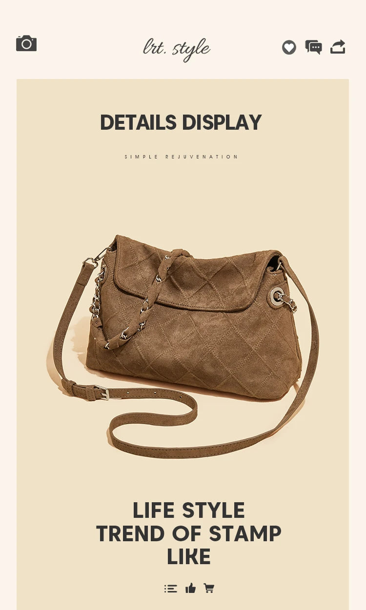 LAORENTOU Fabric Women's Strap Shoulder Bag Advanced Retro Underarm Large Capacity Fashion Quilted Handbag for Women Cossbody