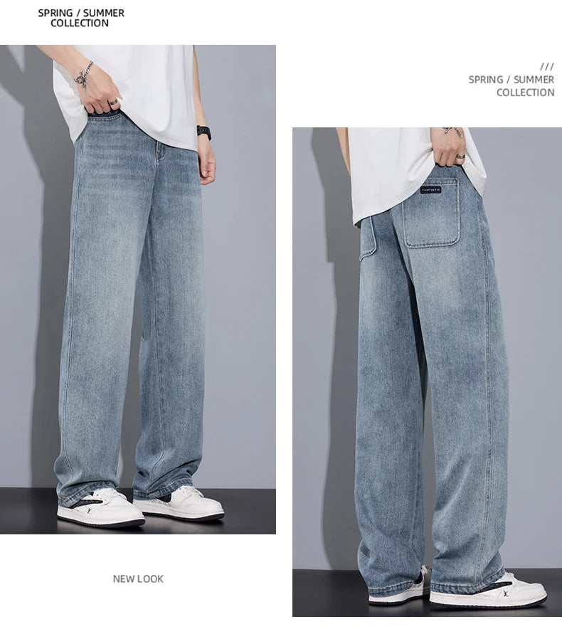 Men's Light Blue Straight-Leg Jeans